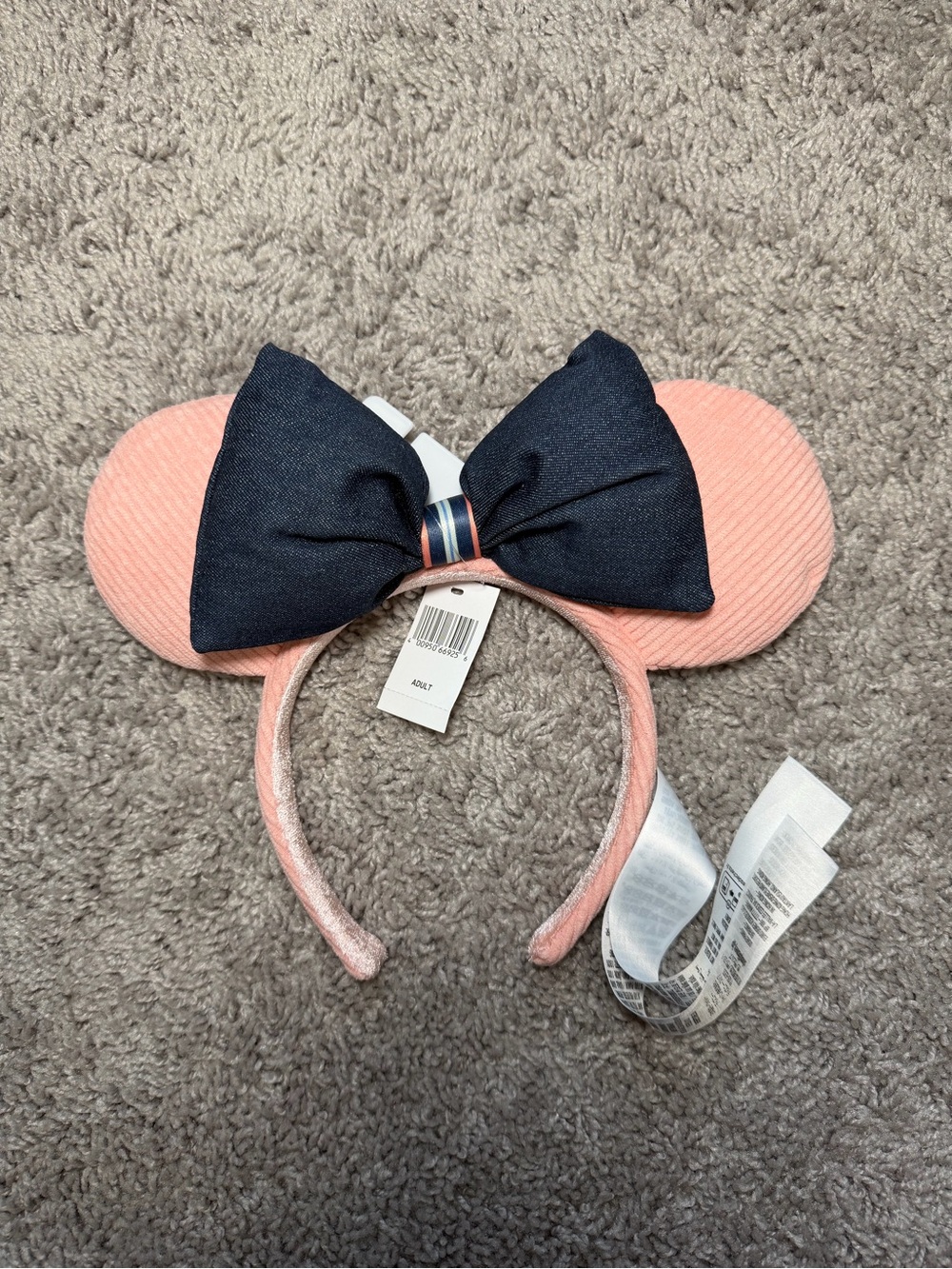 Disney Pink Ear Headband with Navy Bow